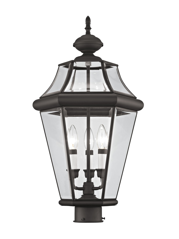 3 Light Bronze Outdoor Post Lantern