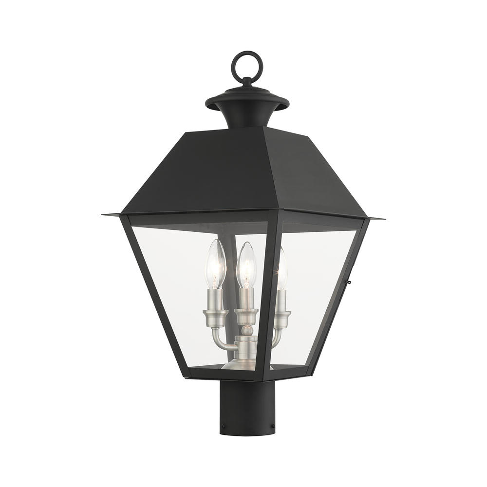 3 Lt Black  Outdoor Post Top Lantern