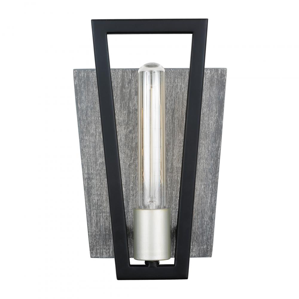 Zag 1-Lt Sconce - Black/Grey Wood