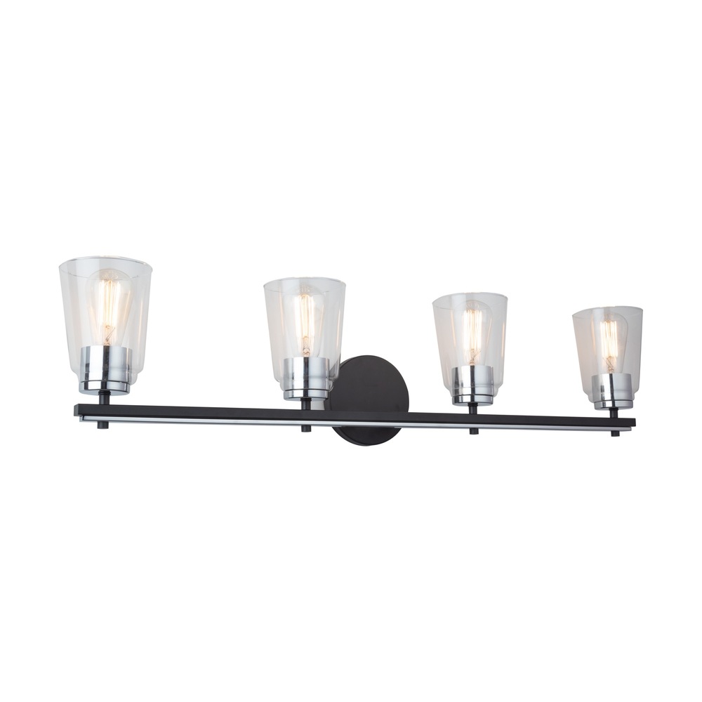 Essex Collection 4-Light Bathroom Vanity Fixture Black and Chrome