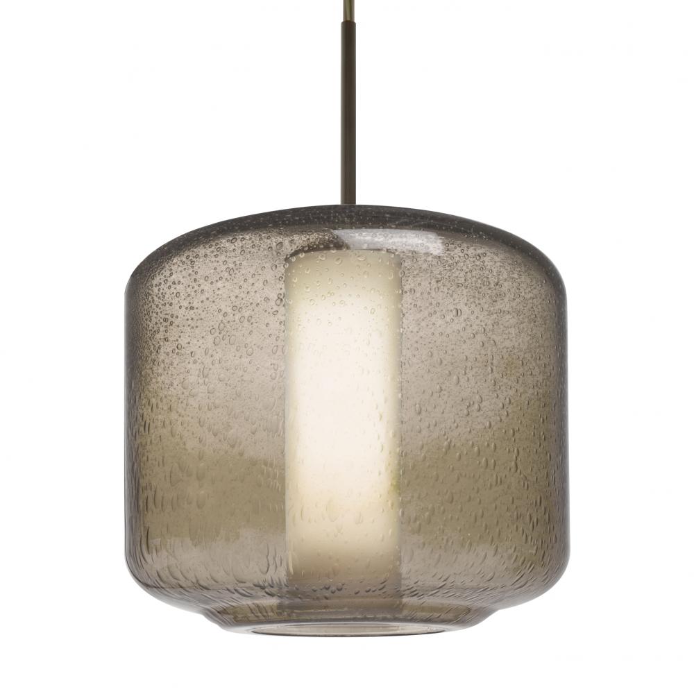 Besa Niles 10 Pendant, Smoke Bubble/Opal, Bronze Finish, 1x60W Medium Base T10, 15Ft.