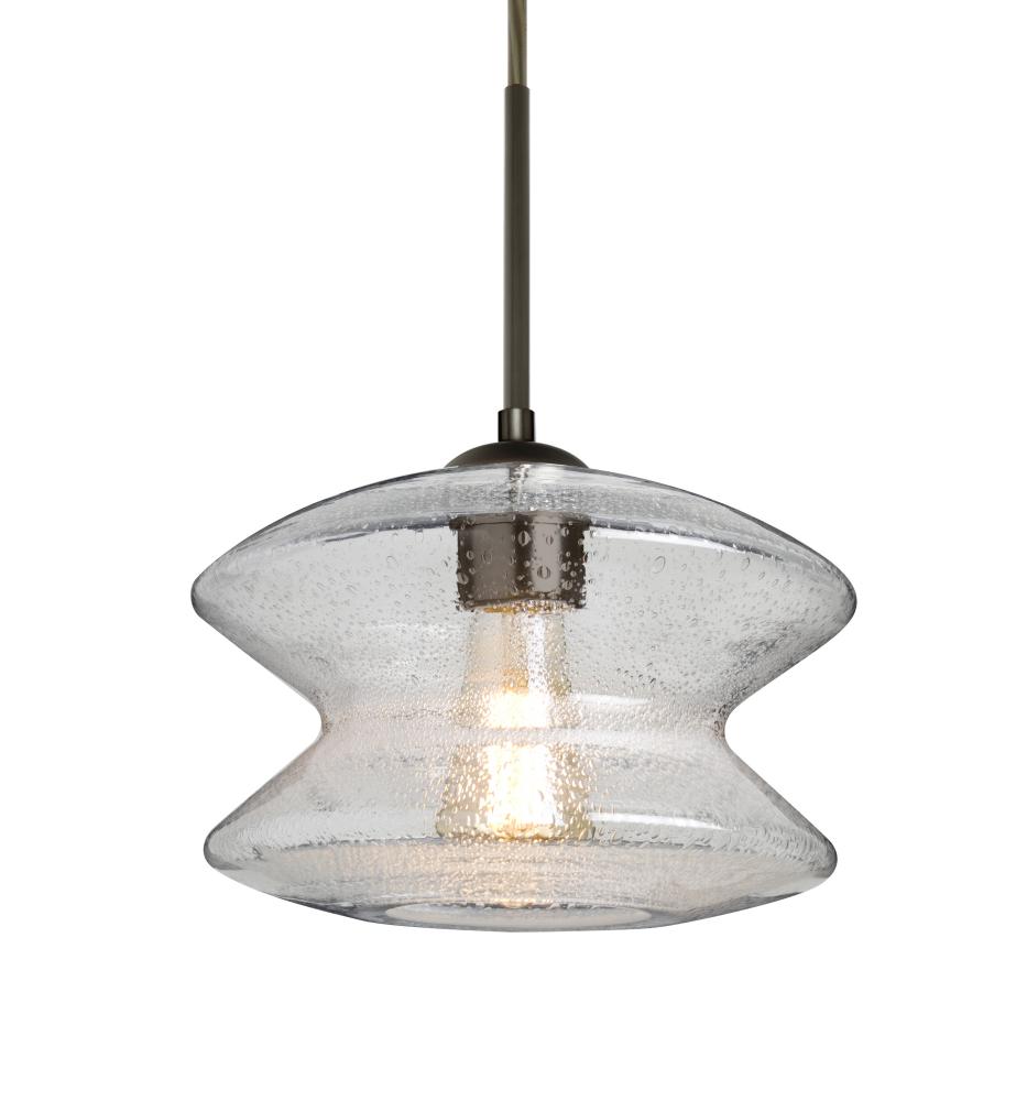 Besa, Zen Cord Pendant, Clear Bubble, Bronze Finish, 1x8W LED Filament, 15Ft. Cord