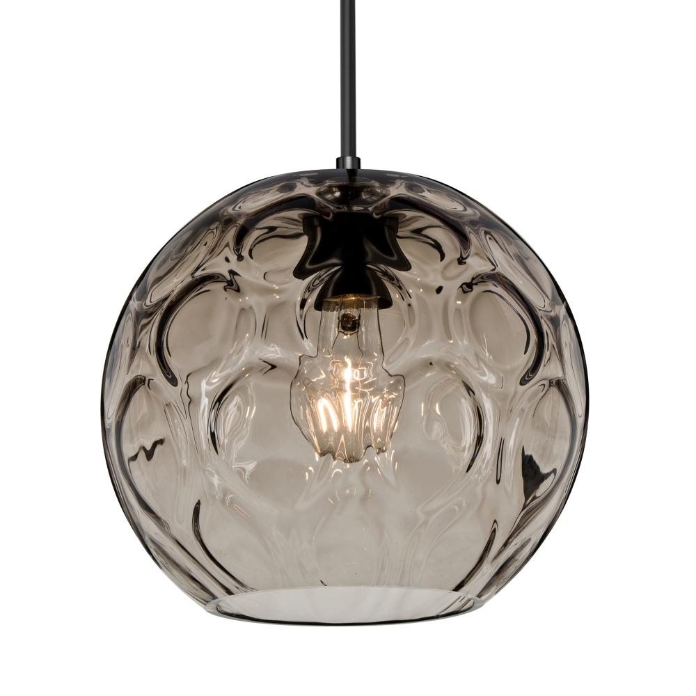 Besa Bombay Cord Pendant, Smoke, Black Finish, 1x8W LED Filament