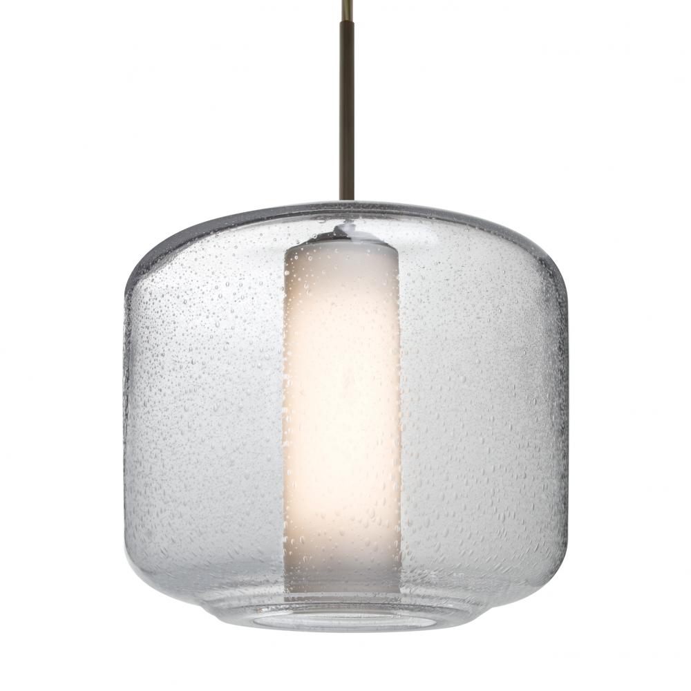 Besa Niles 10 Pendant, Clear Bubble/Opal, Bronze Finish, 1x60W Medium Base T10, 15Ft.