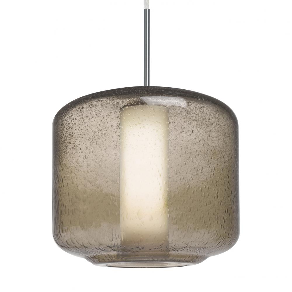 Besa Niles 10 Pendant, Smoke Bubble/Opal, Satin Nickel Finish, 1x60W Medium Base T10,