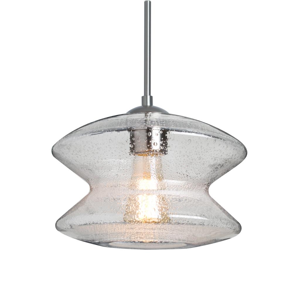 Besa, Zen Cord Pendant, Clear Bubble, Satin Nickel Finish, 1x60W Medium Base, 15Ft. C