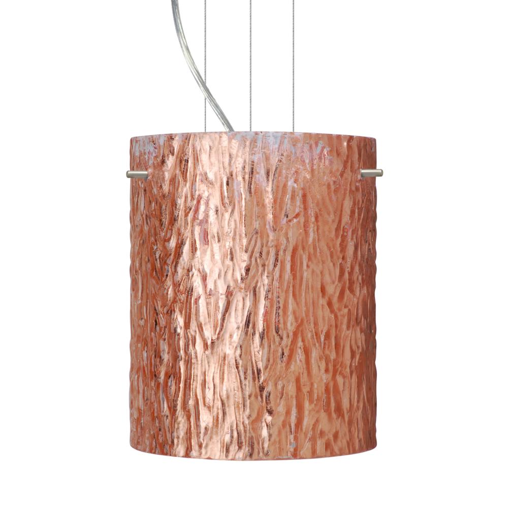 Besa Pendant Tamburo 8 Satin Nickel Stone Copper Foil 1x100W Medium Base, 15Ft. Optio