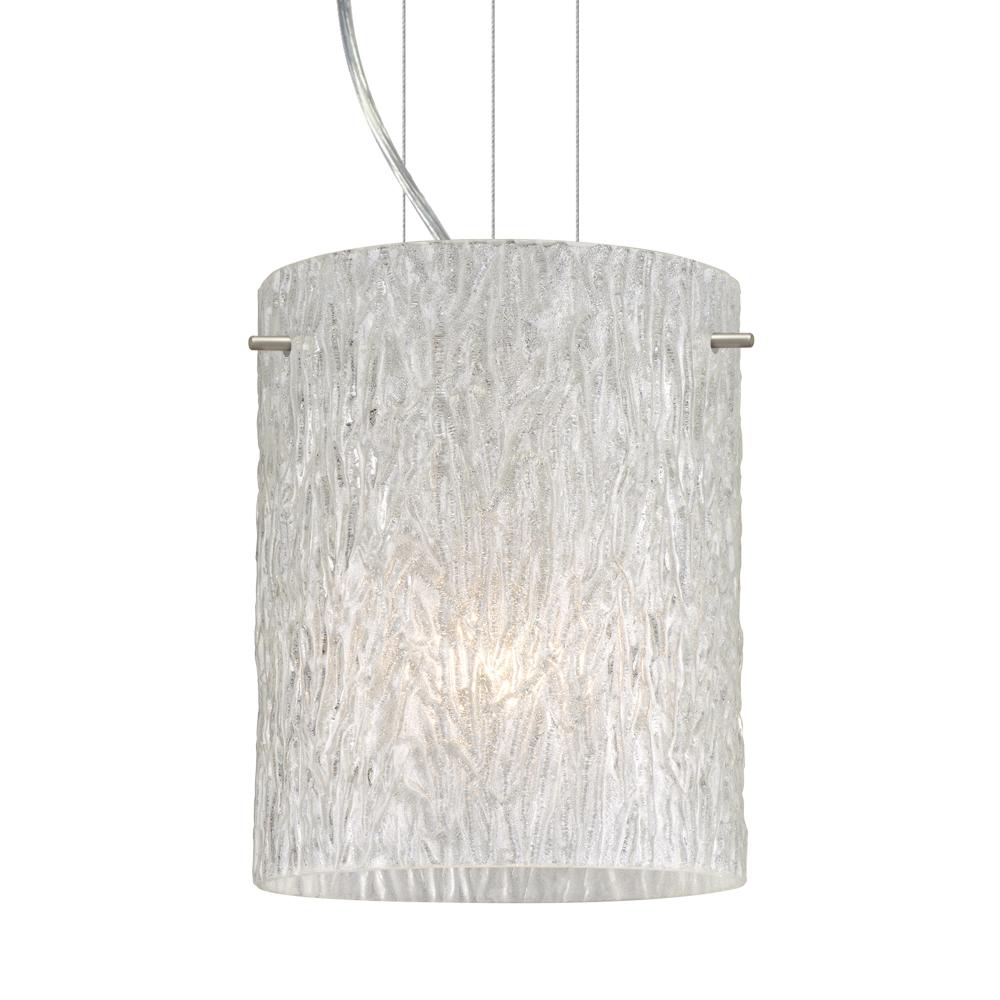 Besa Pendant Tamburo 8 Satin Nickel Glitter Stone 1x100W Medium Base, 15Ft. Option