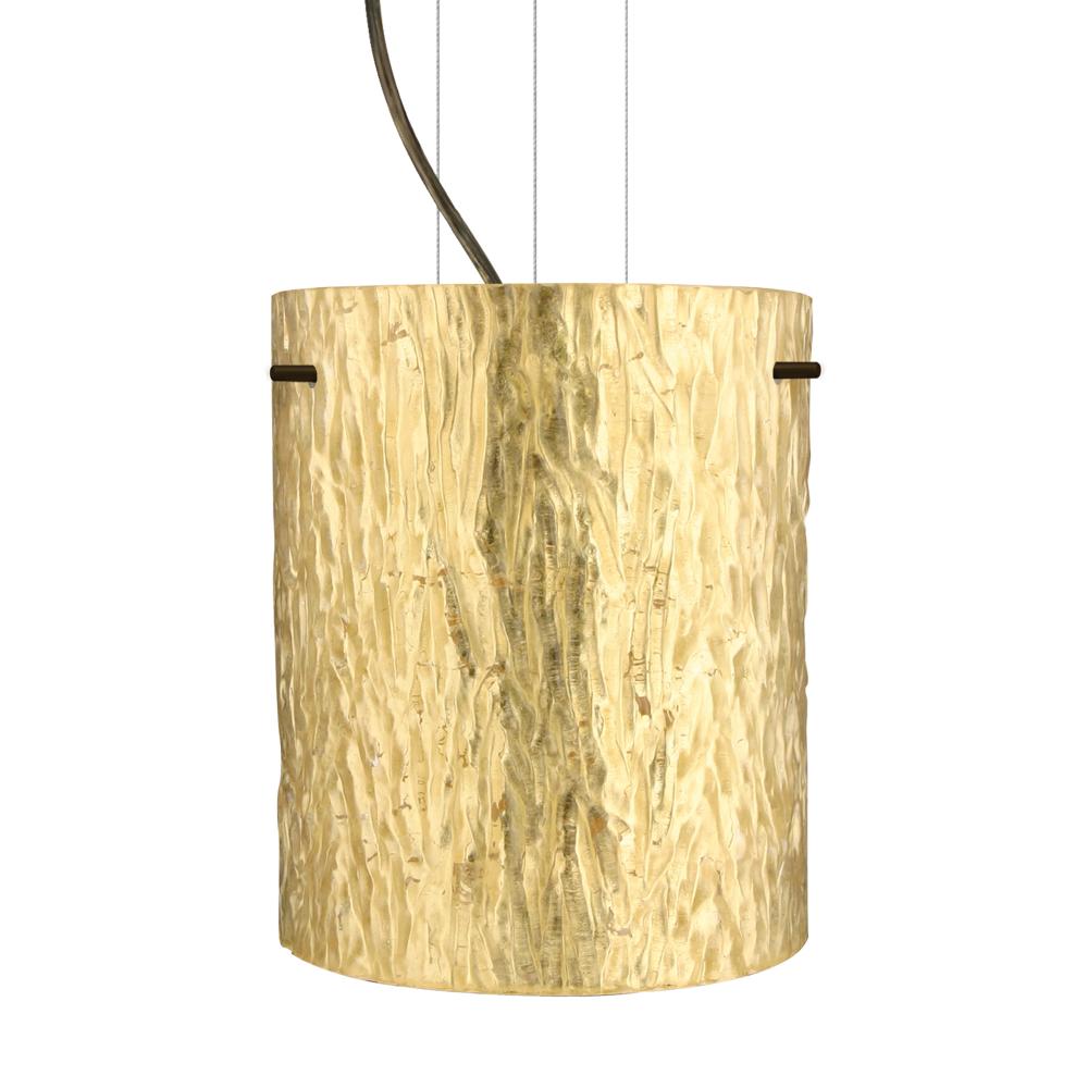 Besa Pendant Tamburo 8 Bronze Stone Gold Foil 1x100W Medium Base, 15Ft. Option