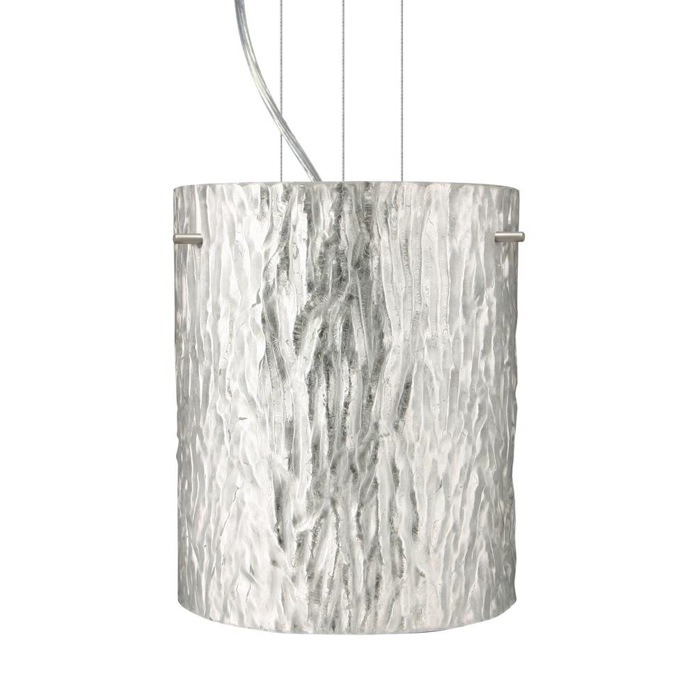 Besa Pendant Tamburo 8 Satin Nickel Stone Silver Foil 1x100W Medium Base, 15Ft. Optio