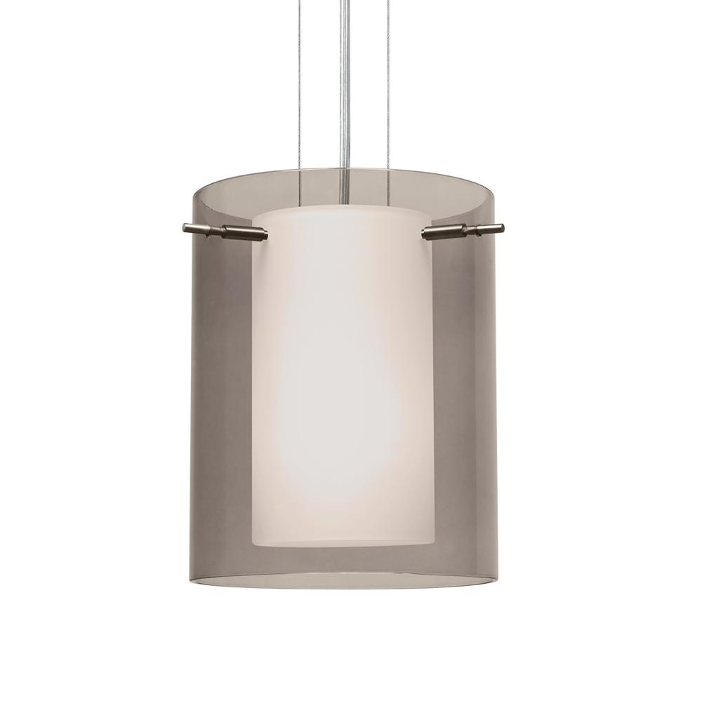 Besa Pendant Pahu 8 Satin Nickel Transparent Smoke/Opal 1x11W LED, 15Ft. Option