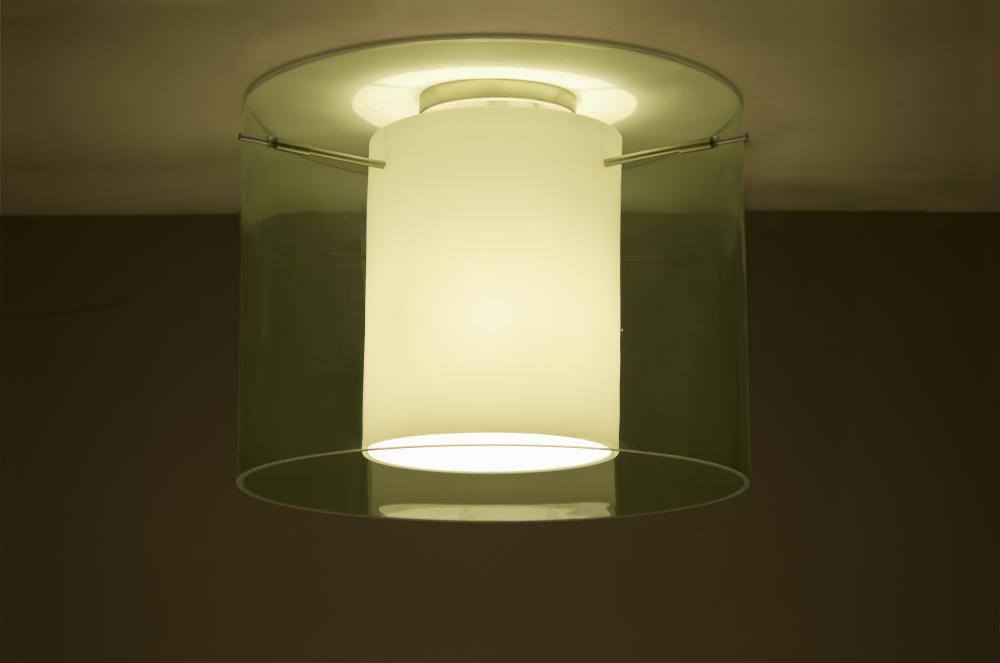 Besa Ceiling Pahu 16 Satin Nickel Transparent Olive/Opal 1x150W Medium Base A21