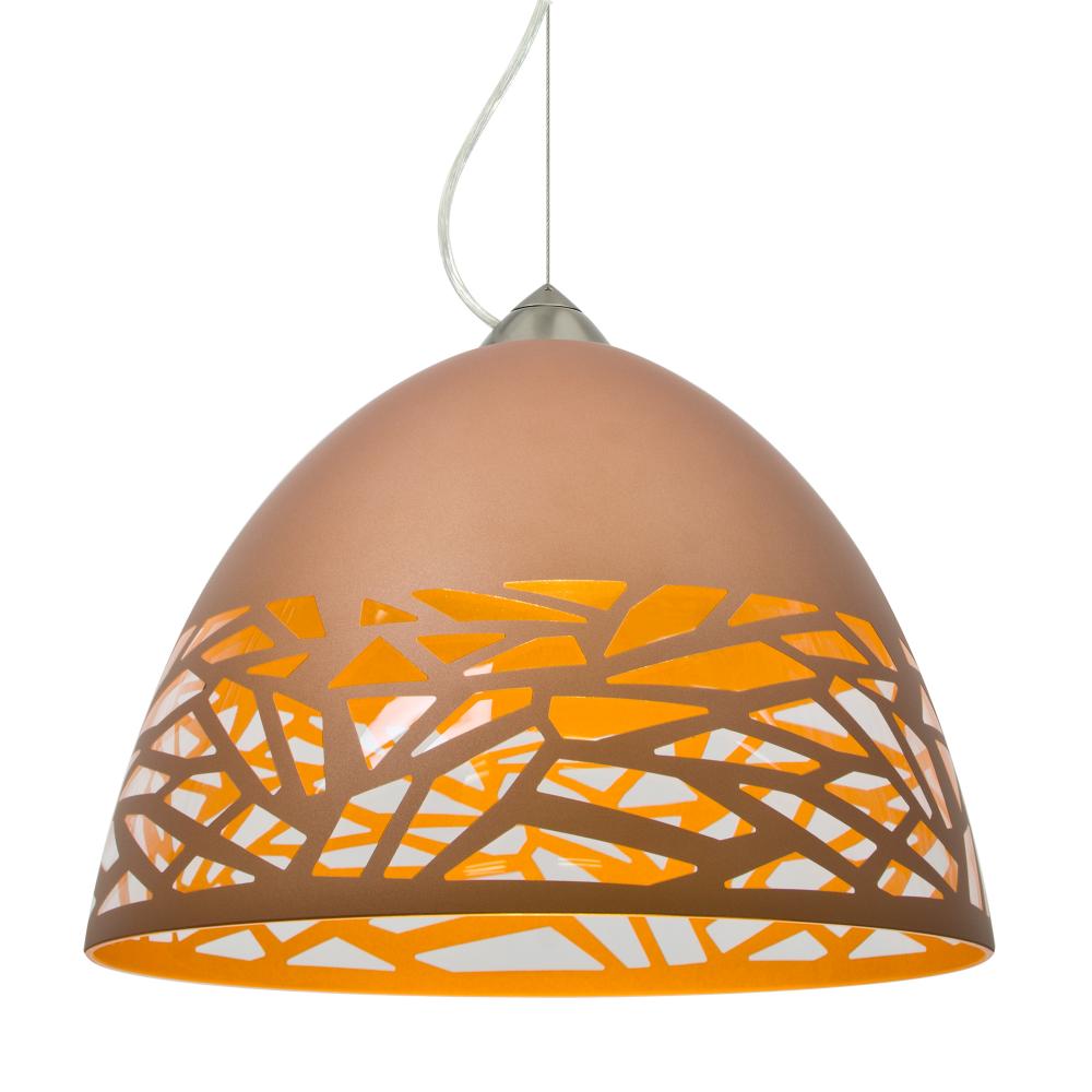 Besa Kiev Pendant, Copper, Satin Nickel Finish, 1x60W Medium Base, 15Ft. Cord