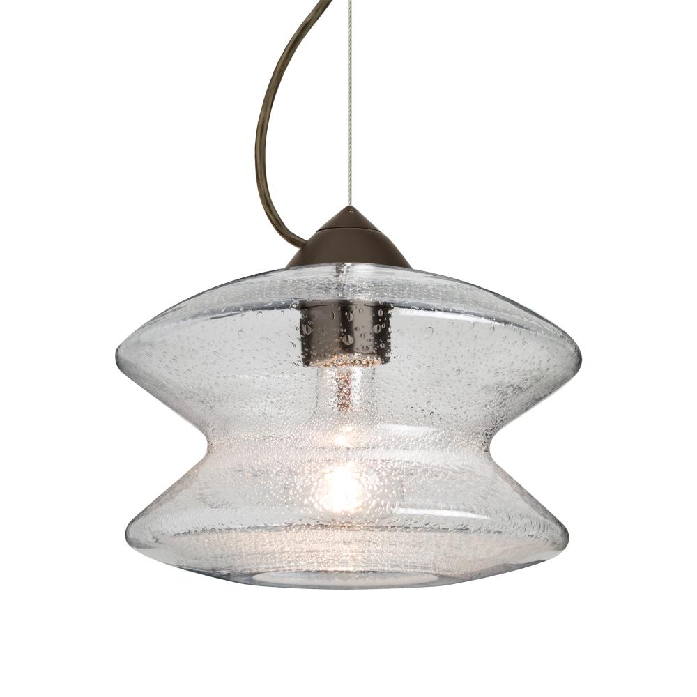 Besa, Zen Cable Pendant , Clear Bubble, Bronze Finish, 1x60W Medium Base