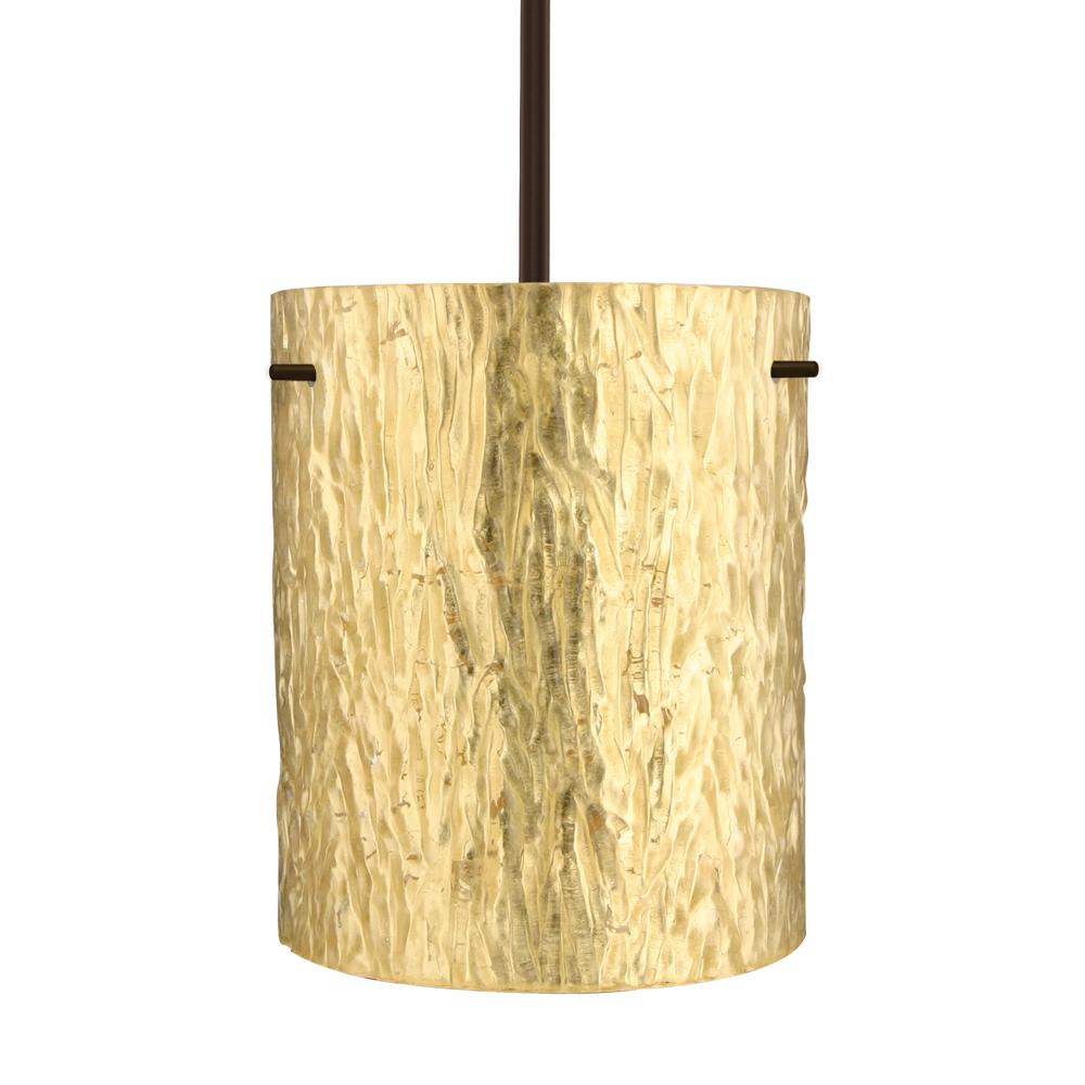 Besa Stem Pendant Tamburo 8 Bronze Stone Gold Foil 1x100W Medium Base, 15Ft. Cord