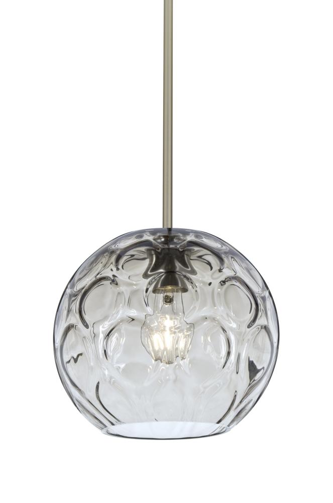 Besa Bombay Cord Pendant, Clear, Satin Nickel Finish, 1x60W Medium Base