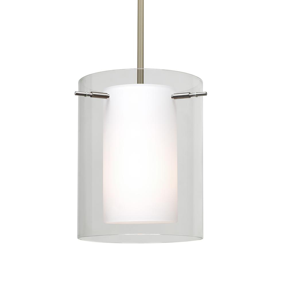 Besa Pahu 8 LED Pendant 1Tt Clear/Opal Satin Nickel 1x11W LED, 15Ft. Cord