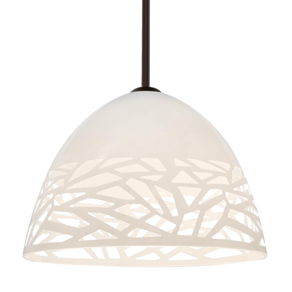 Besa Kiev Stem Pendant, White, Bronze Finish, 1x60W Medium Base, 15Ft. Cord