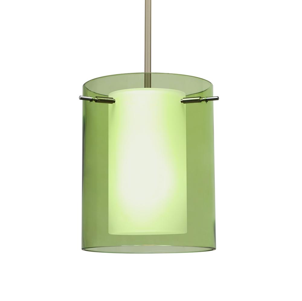 Besa Pahu 8 LED Pendant 1Tt Transparent Olive/Opal Satin Nickel 1x11W LED, 15Ft. Cord