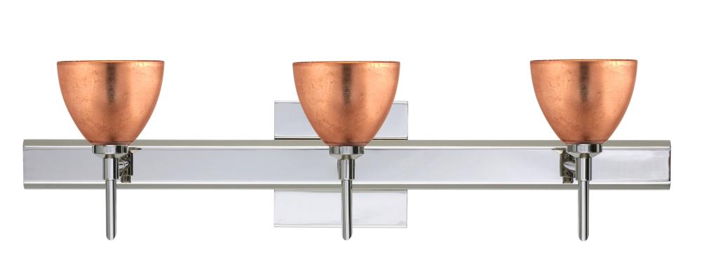 Besa Divi Wall With SQ Canopy 3SW Copper Foil Chrome 3x40W G9