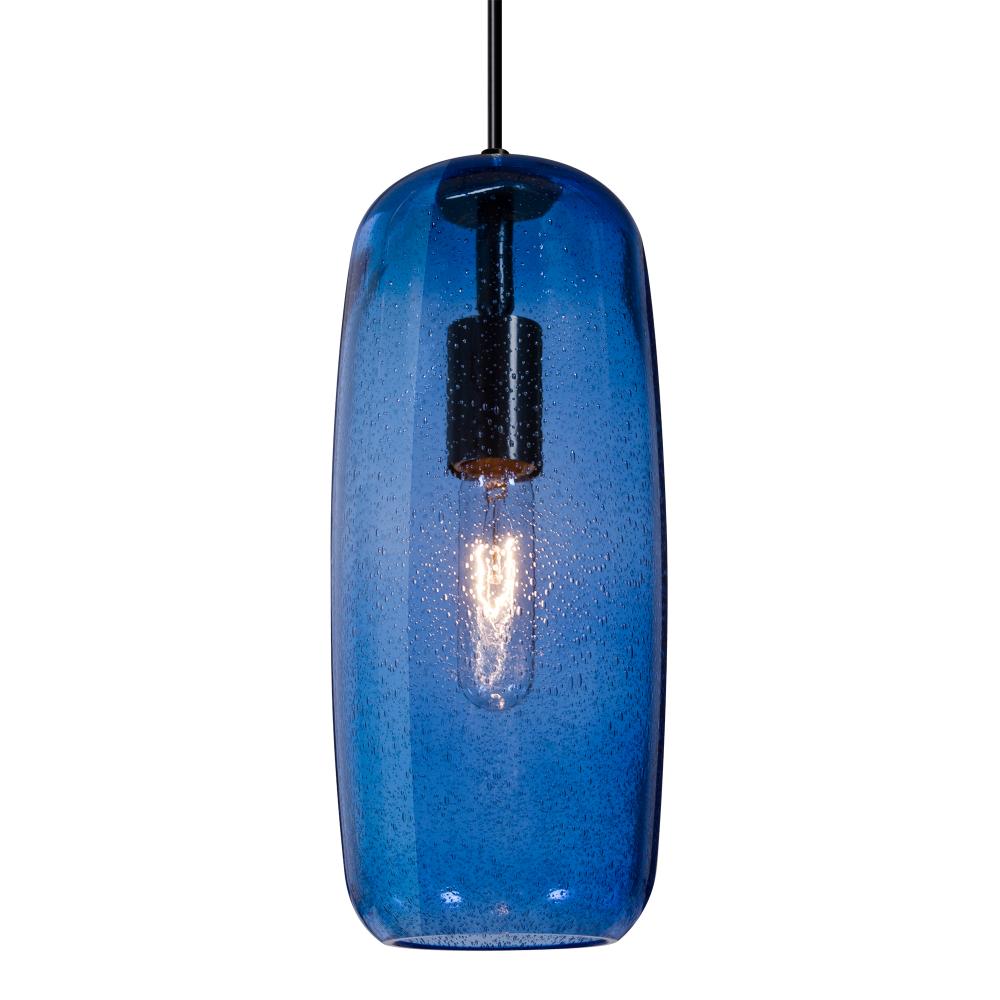 Besa, Pinot 13 Cord Pendant for Mulitport Canopy, Blue Bubble, Black FInish 1x60W Inc