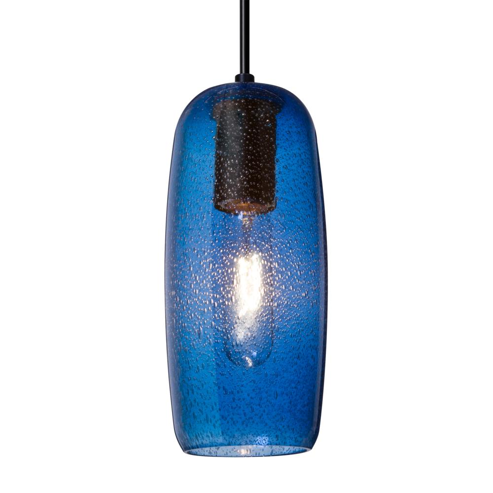 Besa, Pinot 9 Cord Pendant for Mulitport Canopy, Blue Bubble, Black FInish 1x40W LED