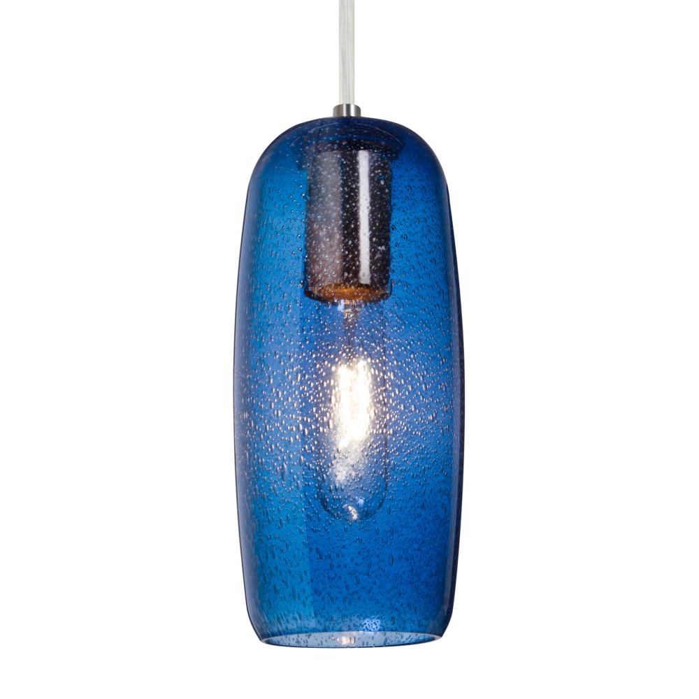 Besa, Pinot 9 Cord Pendant for Mulitport Canopy, Blue Bubble, Satin Nickel FInish 1x4