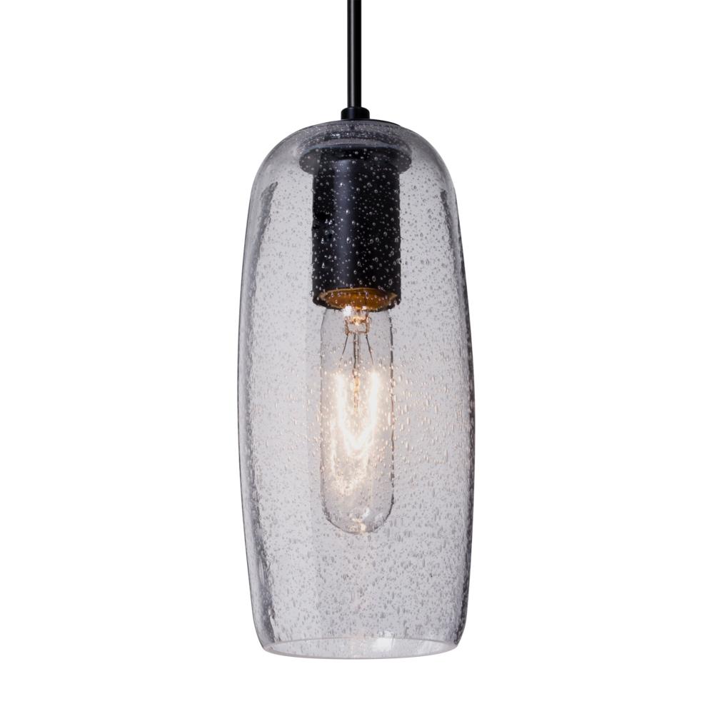 Besa, Pinot 9 Cord Pendant for Mulitport Canopy, Clear Bubble, Black FInish 1x60W Inc