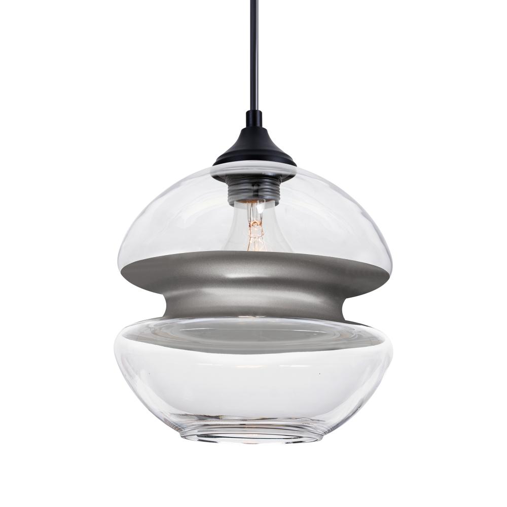 Besa, Hula 8 Outdoor Pendant, Clear/Silver, Black Finish, 1x8W LED Edison