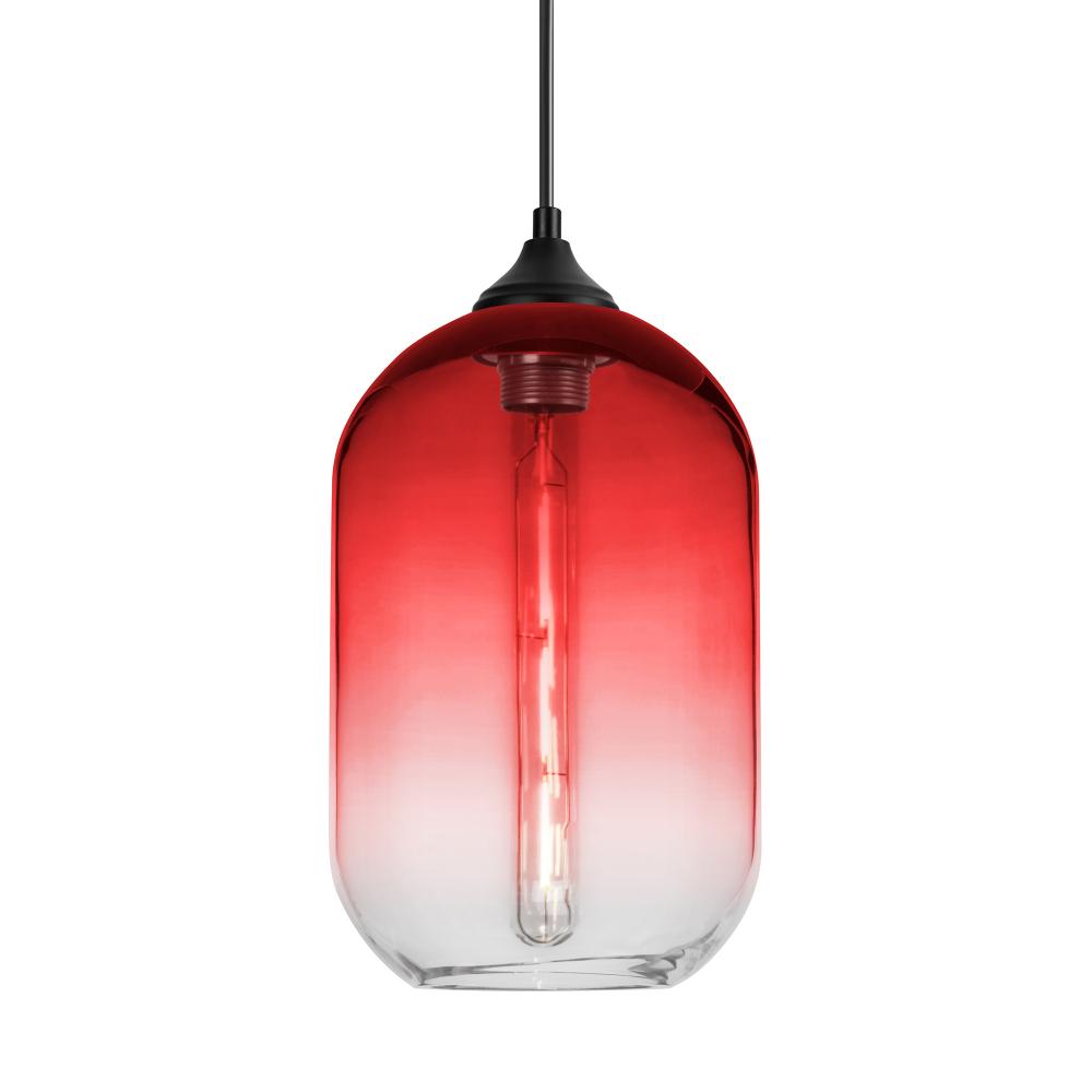 Besa, Omega 12 Outdoor Pendant, Red/Clear, Black Finish, 1x5W LED Filament