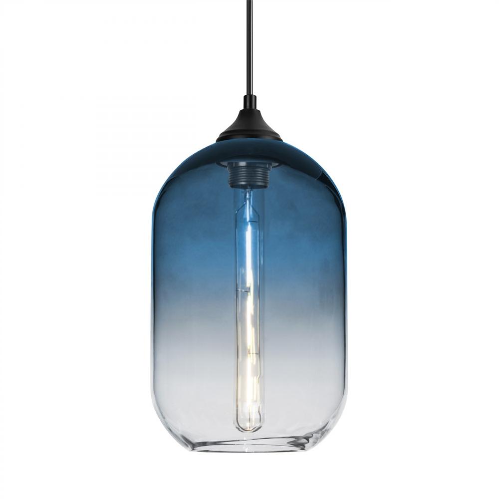 Besa, Omega 12 Outdoor Pendant, Steel/Clear, Black Finish, 1x5W LED Filament