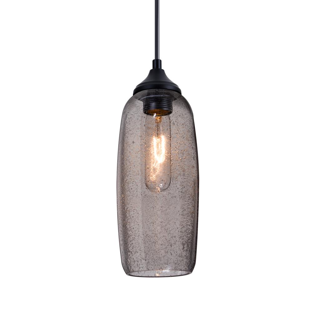 Besa, Pinot 9 Outdoor Pendant, Smoke Bubble, Black FInish 1x4W LED Filament