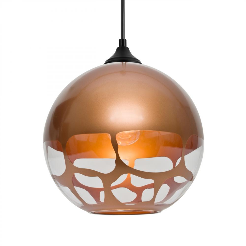 Besa, Rocky Outdoor Pendant, Copper, Black Finish, 1x9W LED