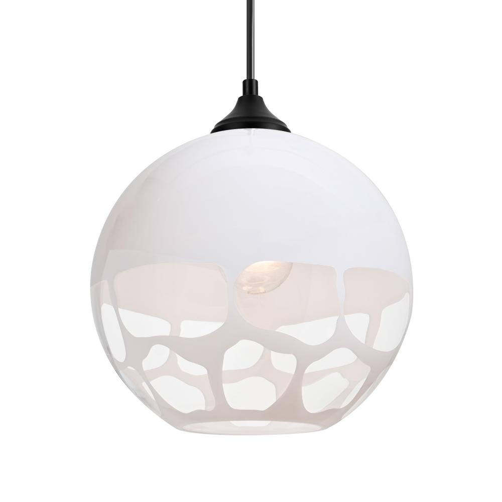 Besa, Rocky Outdoor Pendant, White, Black Finish, 1x9W LED