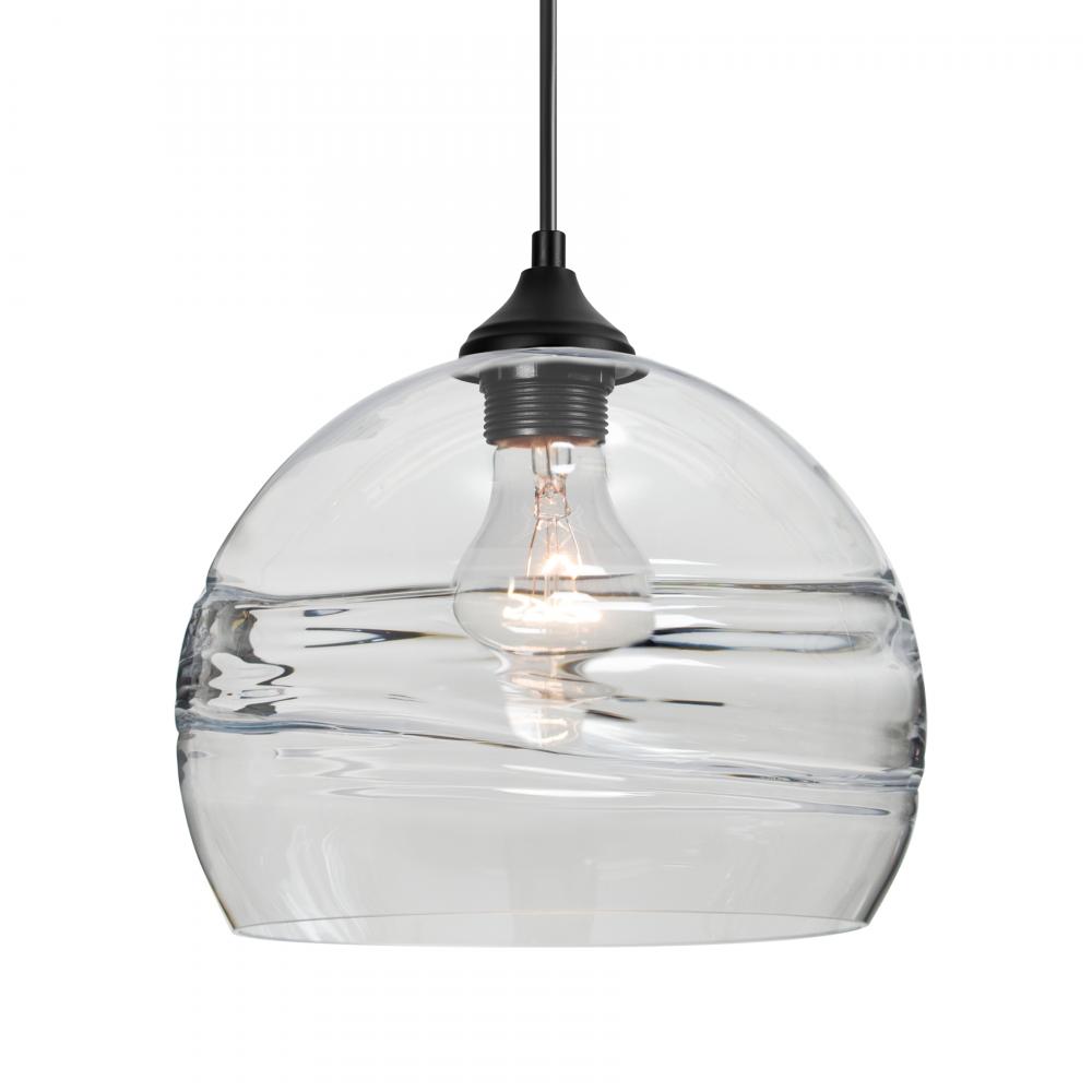 Besa Spirit 10 Outdoor Pendant, Clear, Black Finish, 1x8W LED Filament