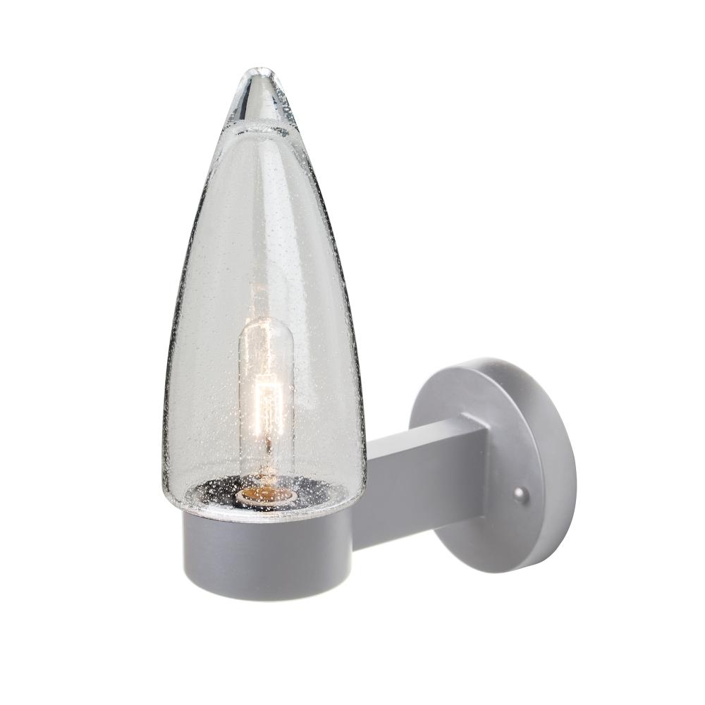 Sulu Outdoor Sconce, Clear Bubble, Silver Finish, 1x60W Medium Base