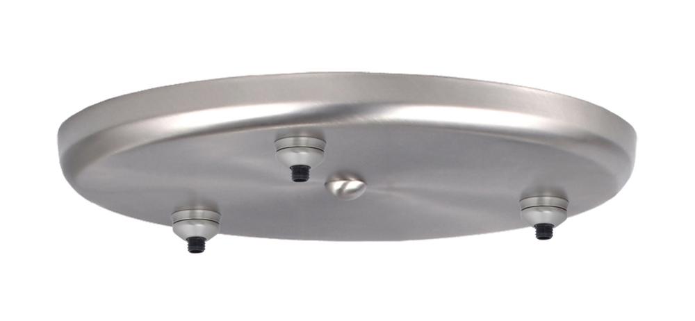 Besa 3-Light Large Round 12V LED Multiport Canopy, Satin Nickel