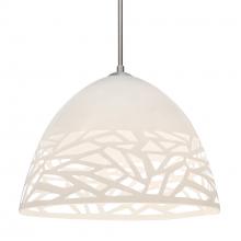 Besa Lighting 1JC-KIEVWH-LED-SN-L - Besa Kiev Pendant, White, Satin Nickel Finish, 1x9W LED, 15Ft. Cord