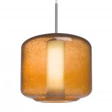 Besa Lighting 1JC-NILES10AO-SN-L - Besa Niles 10 Pendant, Amber Bubble/Opal, Satin Nickel Finish, 1x60W Medium Base T10,