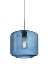 Besa Lighting 1JC-NILES10BL-EDIL-SN-L - Besa Niles 10 Pendant, Blue Bubble, Satin Nickel Finish, 1x4W LED Filament, 15Ft. Cor