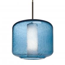 Besa Lighting 1JC-NILES10BO-LED-BR-L - Besa Niles 10 Pendant, Blue Bubble/Opal, Bronze Finish, 1x5W LED, 15Ft. Cord