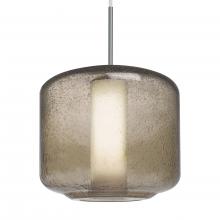 Besa Lighting 1JC-NILES10SO-SN-L - Besa Niles 10 Pendant, Smoke Bubble/Opal, Satin Nickel Finish, 1x60W Medium Base T10,