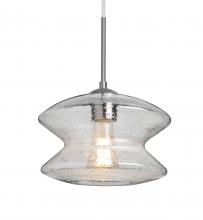 Besa Lighting 1JC-ZENCL-EDIL-SN-L - Besa, Zen Cord Pendant, Clear Bubble, Satin Nickel Finish, 1x8W LED Filament, 15Ft. C