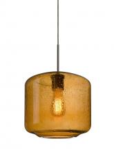 Besa Lighting 1JT-NILES10AM-EDIL-BR-L - Besa Niles 10 Pendant, Amber Bubble, Bronze Finish, 1x4W LED Filament, 15Ft. Cord