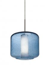 Besa Lighting 1JT-NILES10BO-LED-BR - Besa Niles 10 Pendant, Blue Bubble/Opal, Bronze Finish, 1x5W LED