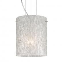 Besa Lighting 1KG-4006GL-SN-L - Besa Pendant Tamburo 8 Satin Nickel Glitter Stone 1x100W Medium Base, 15Ft. Option