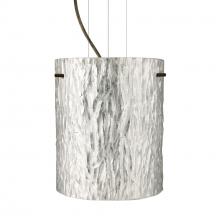 Besa Lighting 1KG-4006SS-BR-L - Besa Pendant Tamburo 8 Bronze Stone Silver Foil 1x100W Medium Base, 15Ft. Option