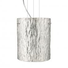 Besa Lighting 1KG-4006SS-SN-L - Besa Pendant Tamburo 8 Satin Nickel Stone Silver Foil 1x100W Medium Base, 15Ft. Optio