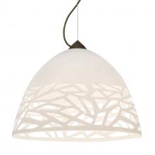 Besa Lighting 1KX-KIEVWH-BR-L - Besa Kiev Pendant, White, Bronze Finish, 1x60W Medium Base, 15Ft. Cord