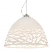 Besa Lighting 1KX-KIEVWH-SN-L - Besa Kiev Pendant, White, Satin Nickel Finish, 1x60W Medium Base, 15Ft. Cord